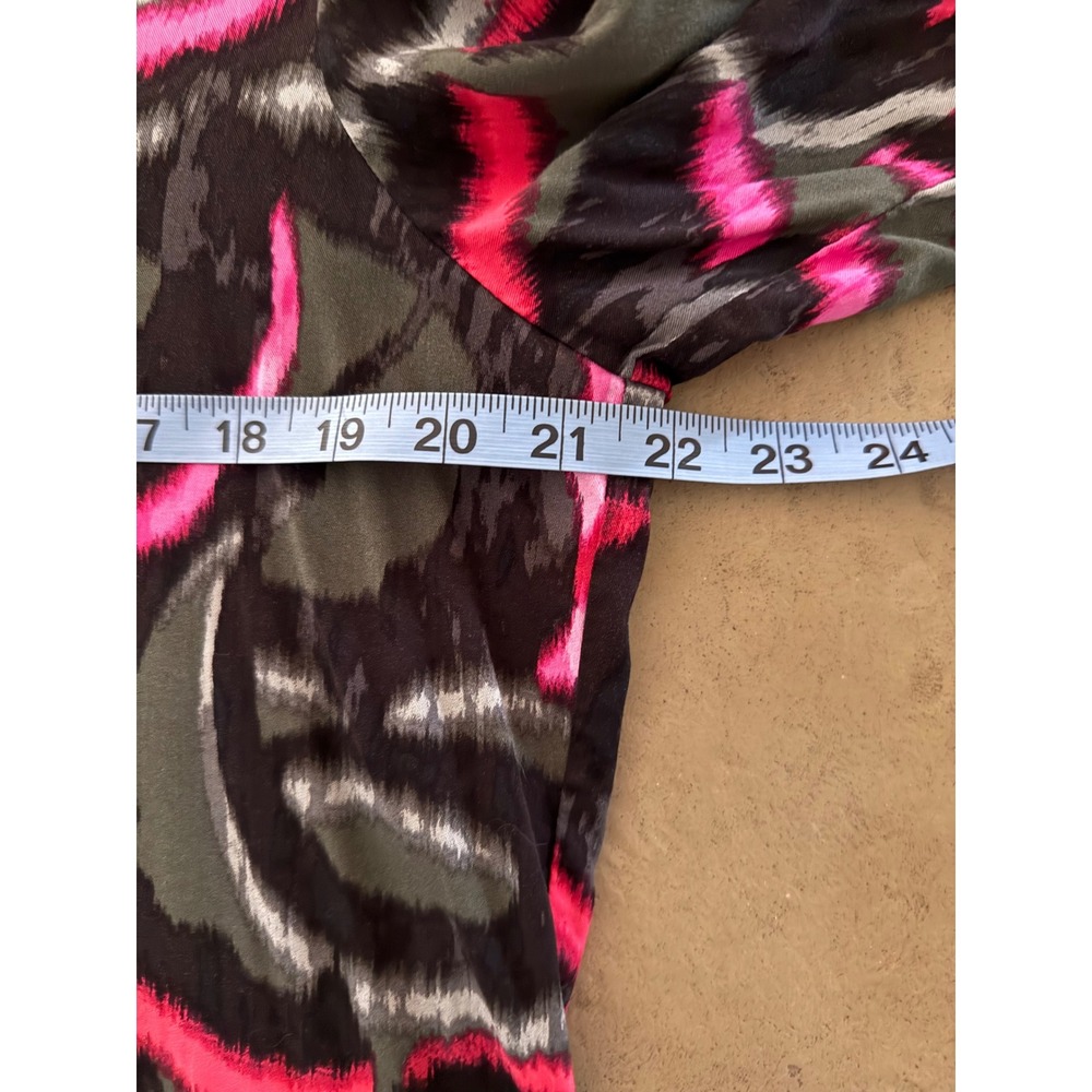 NIC+ZOE Womens Abstract Print Button Down Blouse Pink Olive Green Size Large - Picture 6 of 10